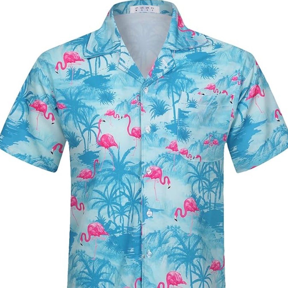 Men's Hawaiian Shirt Quick Dry Tropical Aloha Shirts Short Sleeve Beach Holiday